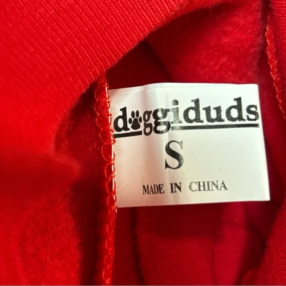 Doggiduds Dog Crew Neck Sweatshirt 100% Cotton Fleece Red Small